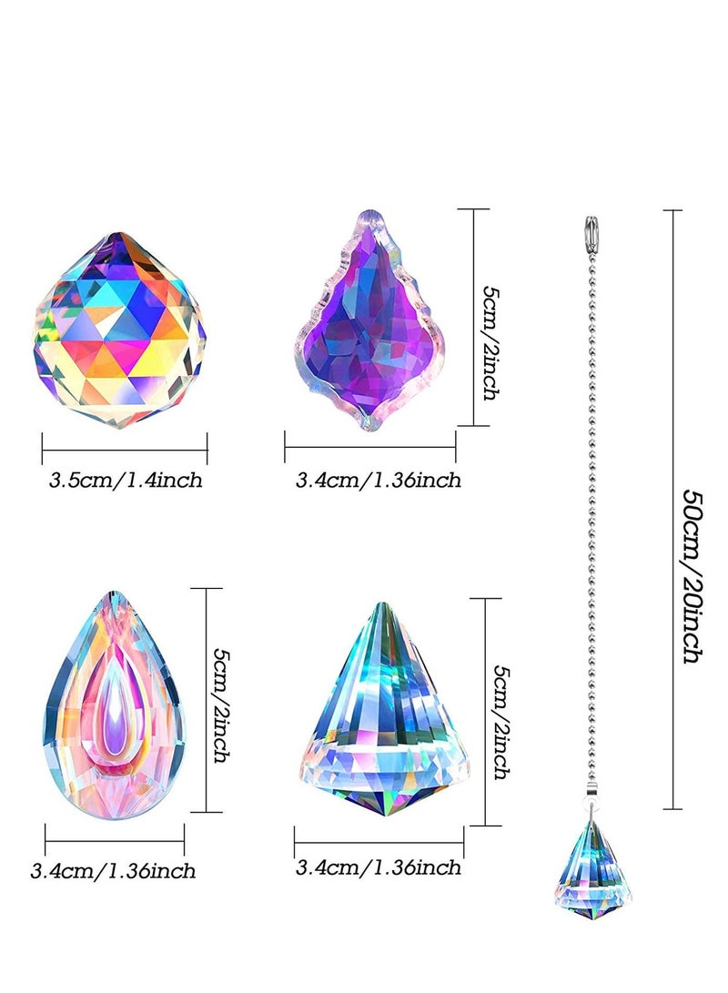 Excefore Ceiling Fan Pull Chain Decorative 4PC Crystal Extension Ornaments with 20in Connector for Pendant Suncatcher, Table Lamp, Home Decoration DIY  - Image 5