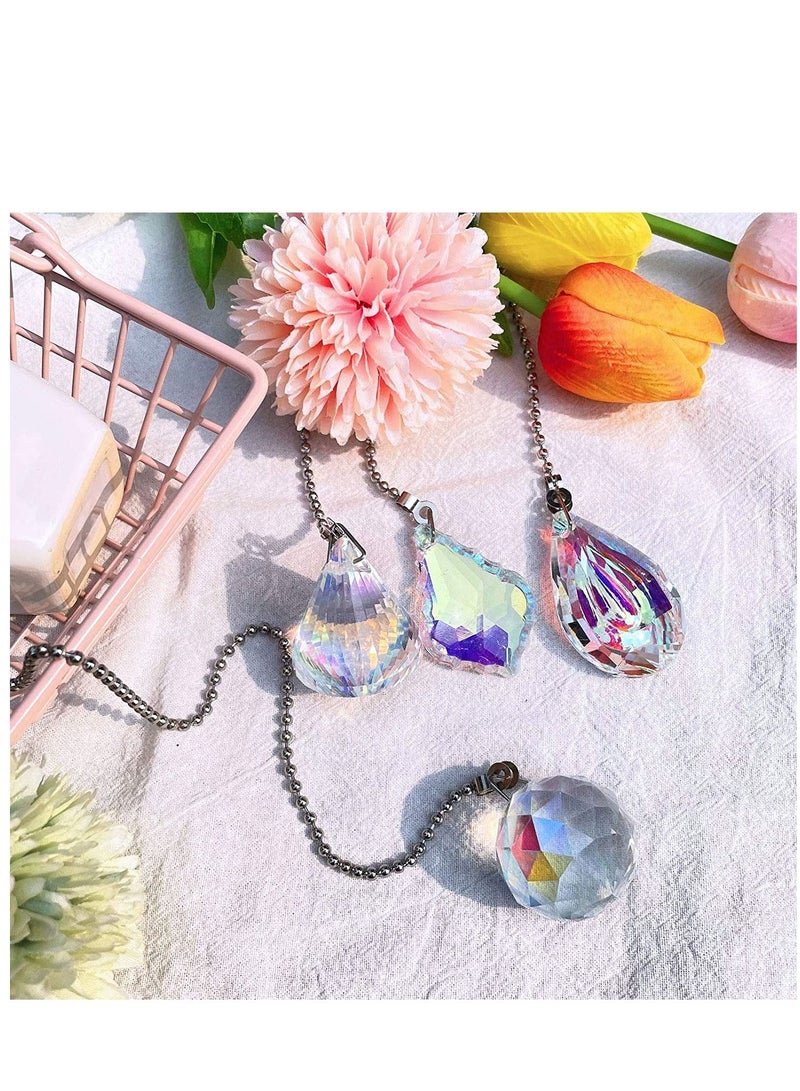 Excefore Ceiling Fan Pull Chain Decorative 4PC Crystal Extension Ornaments with 20in Connector for Pendant Suncatcher, Table Lamp, Home Decoration DIY  - Image 4
