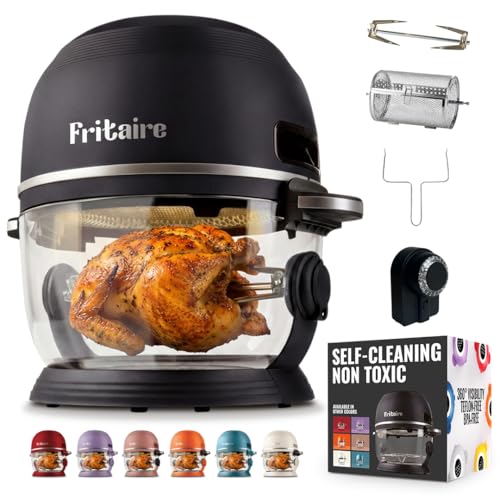 Fritaire Non Toxic Air Fryer™ Pro | 9-in-1 Glass Air Fryer | Self-Cleaning | 5 Quart | Rotisserie and Tumbler | 400F Vortex For Even Cooking, BPA-Free Teflon Free, Recrisp, Roast, Bake, Black - Image 1