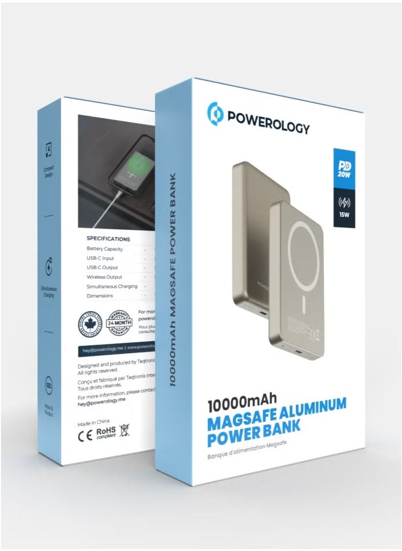 10000mAh MagSafe Power Bank 20W PD & 15W Wireless / Simultaneous Charging / Compact Design / USB-C Output & Input - Titanium