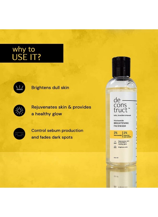 Deconstruct - Niacinamide Brightening Face Wash ; 2% Niacinamide+2% Liquorice Root Extract ; For Glowing Skin ; 100 Ml - Image 1