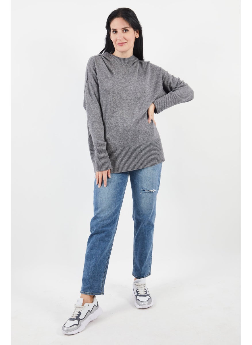 ESPRIT Women Hooded Textured Sweater, Grey  - Image 2