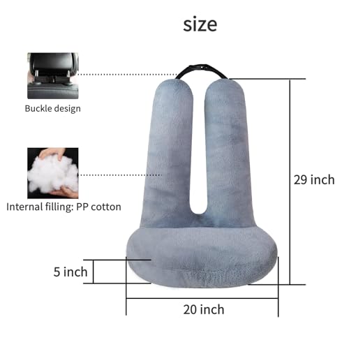 FHSGGP Travel Pillow Car Travel Sleep Support Pillow 2-in-1 Lap Pillow and Car Pillow with Neck and Body Support for Adults and Kids on Long Trips Kids Travel Pillow Gray - Image 2