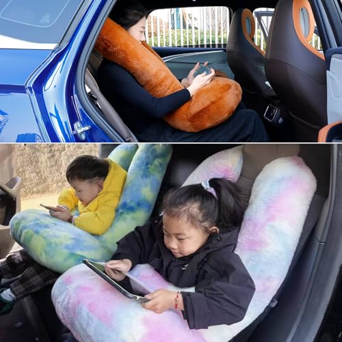 FHSGGP Travel Pillow Car Travel Sleep Support Pillow 2-in-1 Lap Pillow and Car Pillow with Neck and Body Support for Adults and Kids on Long Trips Kids Travel Pillow Gray - Image 5