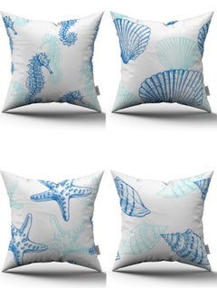 Cango Home Blue and White Marine Themed Digital Printed Throw Pillow Cover Set 4KMBS101 