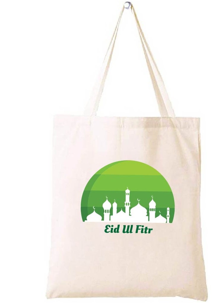 PRINTSHOP4ME Eid Cotton Shopper Bag - Reusable and Eco-Friendly Canvas Tote Bag for Women - Gift for Eid - Perfect for Shopping and Everyday Use - Celebrate Eid in Style  - Image 1