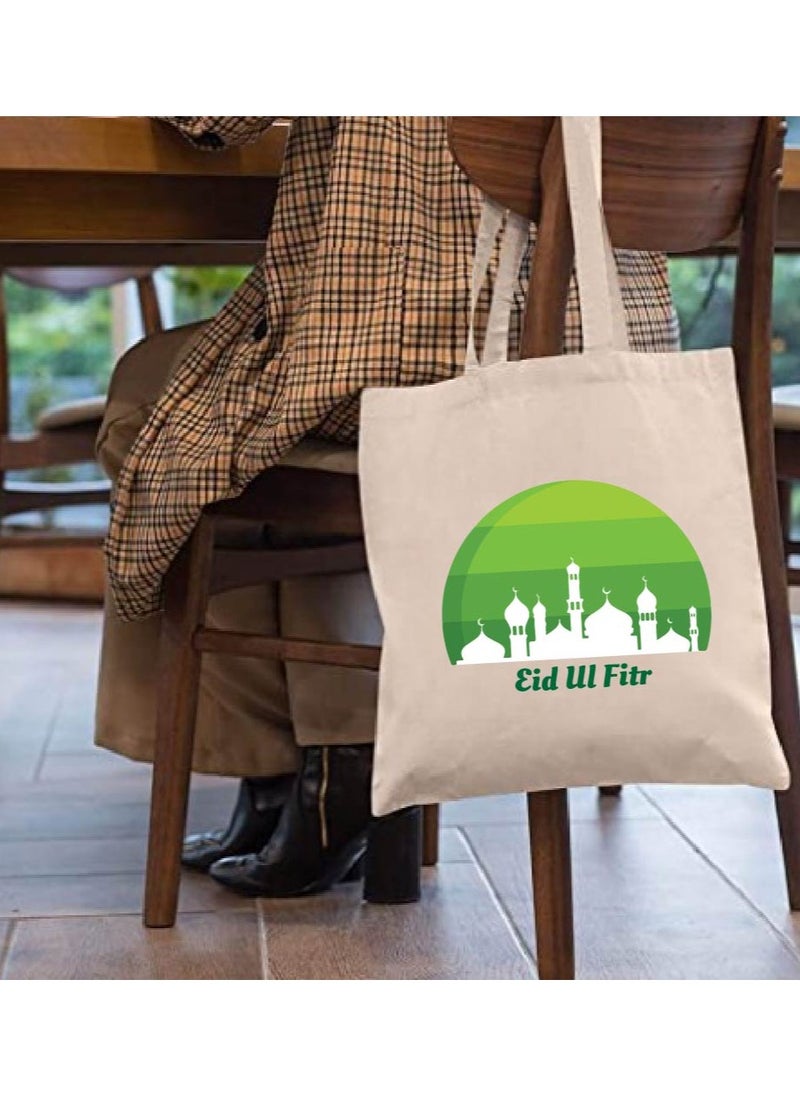 PRINTSHOP4ME Eid Cotton Shopper Bag - Reusable and Eco-Friendly Canvas Tote Bag for Women - Gift for Eid - Perfect for Shopping and Everyday Use - Celebrate Eid in Style  - Image 3