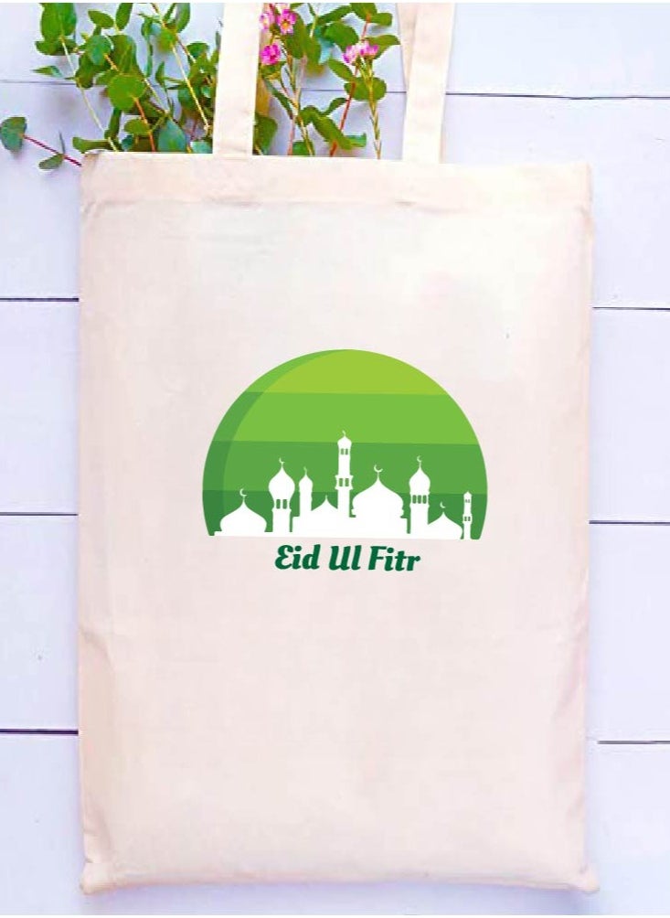 PRINTSHOP4ME Eid Cotton Shopper Bag - Reusable and Eco-Friendly Canvas Tote Bag for Women - Gift for Eid - Perfect for Shopping and Everyday Use - Celebrate Eid in Style  - Image 2