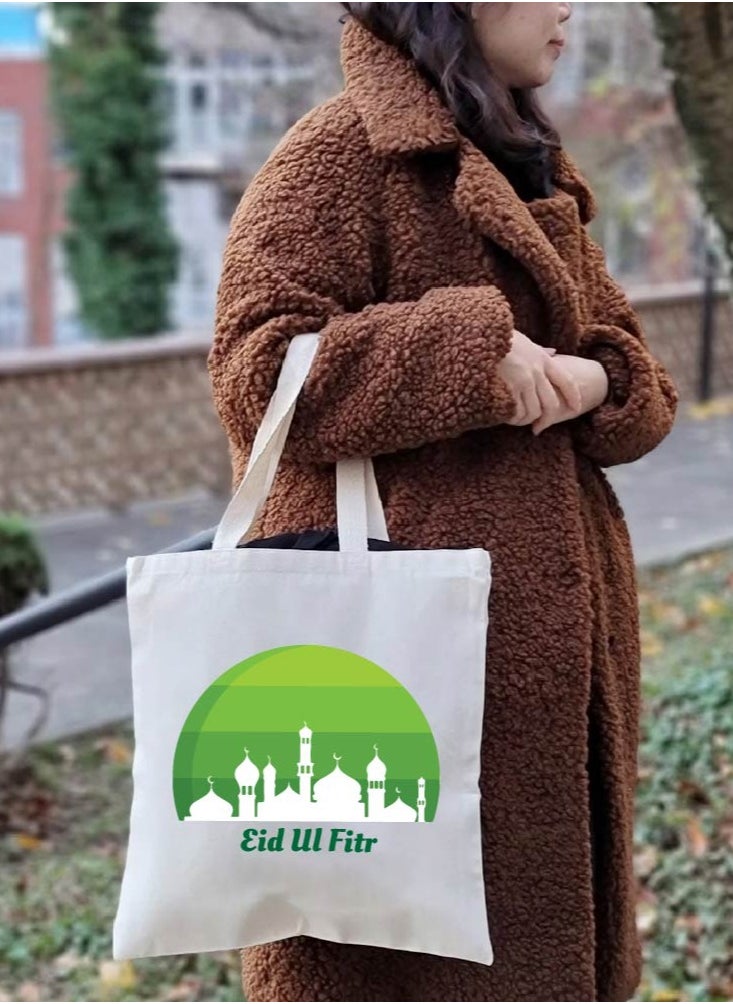 PRINTSHOP4ME Eid Cotton Shopper Bag - Reusable and Eco-Friendly Canvas Tote Bag for Women - Gift for Eid - Perfect for Shopping and Everyday Use - Celebrate Eid in Style  - Image 5