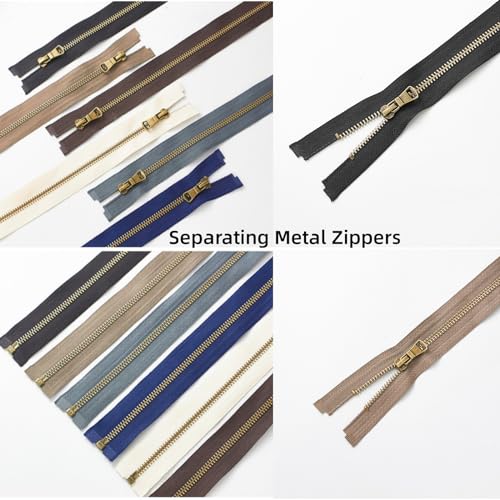 Wonesifee Metal Zippers 6pcs #5 Separating Zippers Antique Brass Y-Teeth Heavy Duty zips for Sewing Clothing Down Jacket Outerwear Coat Parka Crafts DIY 6Colors (60cm/24inch) 24" - Image 5