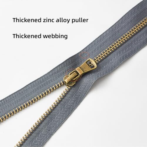 Wonesifee Metal Zippers 6pcs #5 Separating Zippers Antique Brass Y-Teeth Heavy Duty zips for Sewing Clothing Down Jacket Outerwear Coat Parka Crafts DIY 6Colors (60cm/24inch) 24" - Image 3