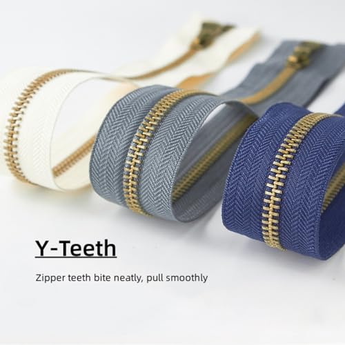 Wonesifee Metal Zippers 6pcs #5 Separating Zippers Antique Brass Y-Teeth Heavy Duty zips for Sewing Clothing Down Jacket Outerwear Coat Parka Crafts DIY 6Colors (60cm/24inch) 24" - Image 2