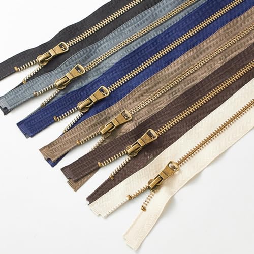 Wonesifee Metal Zippers 6pcs #5 Separating Zippers Antique Brass Y-Teeth Heavy Duty zips for Sewing Clothing Down Jacket Outerwear Coat Parka Crafts DIY 6Colors (60cm/24inch) 24" - Image 1