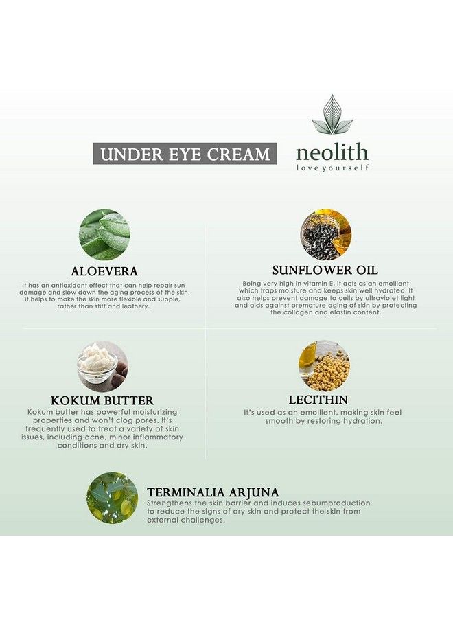 NEOLITH Under Eye Cream (50 Gm) For Dark Circle Anti Fatigue Reduce Wrinkles And Fine Lines With Aloe Vera ;; 92% Organic Eye Cream For Women & Men  - Image 5