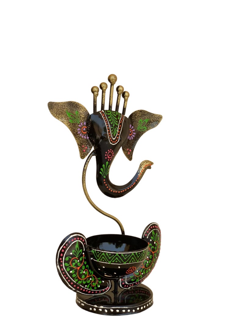 Vipron Iron T Light Ganesh Candle Holder showpiece Candle Stand Living Room Home Decor (Black) - Image 4