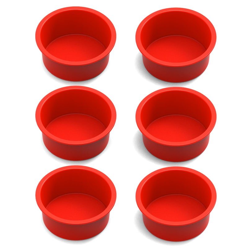 SILIVO 4 Inch Cake Pan (6 Pack) - Silicone Mini Smash Cake Pans, Nonstick Small Cake Pans for Smash Cake,Muffin and Egg Bites - Image 1