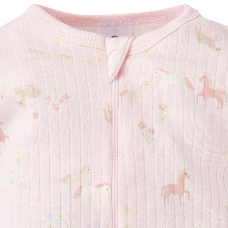 Gerber Baby Unisex 2-Pack 2-Way Zip Textured Sleep 'N Play, Ponies, 6-9 Months - Image 4