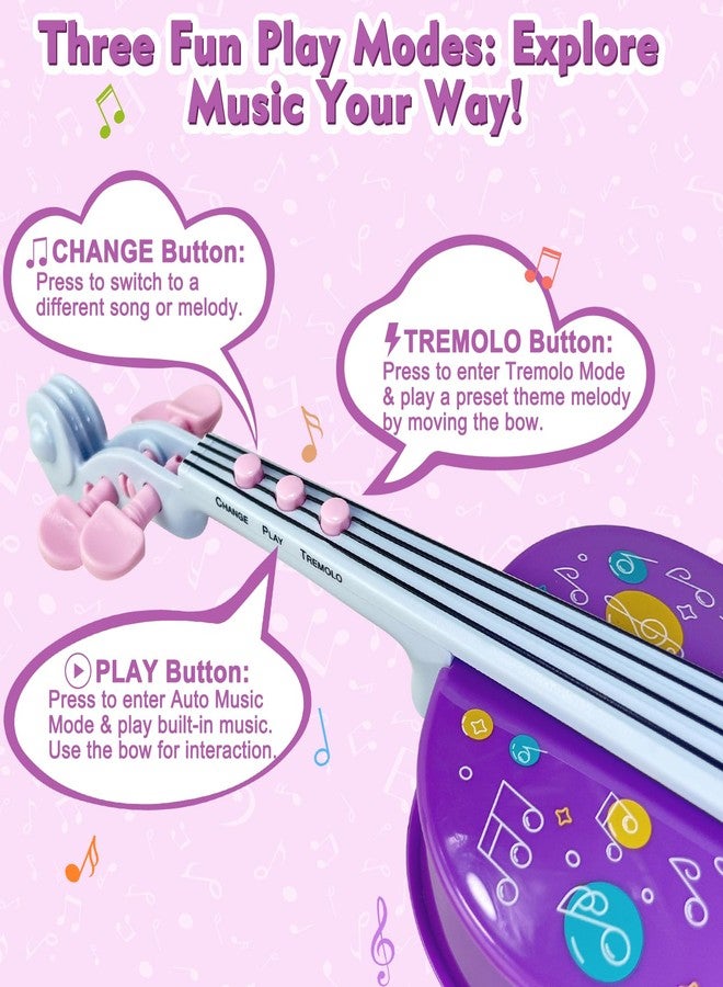 Sealive Kids Electronic Violin Toy with Bow, 17 Inch Music Instrument for Kids Ages 2+, Soft Simulated Bowing Surface, Built-in Songs, Auto Play & Tremolo Modes, Musical Gift for Girls Boys - Image 3