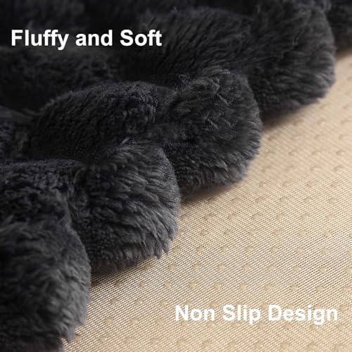 Aucrovee Soft Plush Faux Fur Couch Cover, Fluffy Non Slip Sectional Sofa Covers for 3 Cushion Couch, Furniture Protector Sofa Slipcover(1 PCS 36"x82" Light Grey) - Image 5