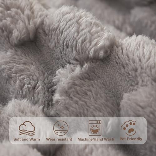 Aucrovee Soft Plush Faux Fur Couch Cover, Fluffy Non Slip Sectional Sofa Covers for 3 Cushion Couch, Furniture Protector Sofa Slipcover(1 PCS 36"x82" Light Grey) - Image 4