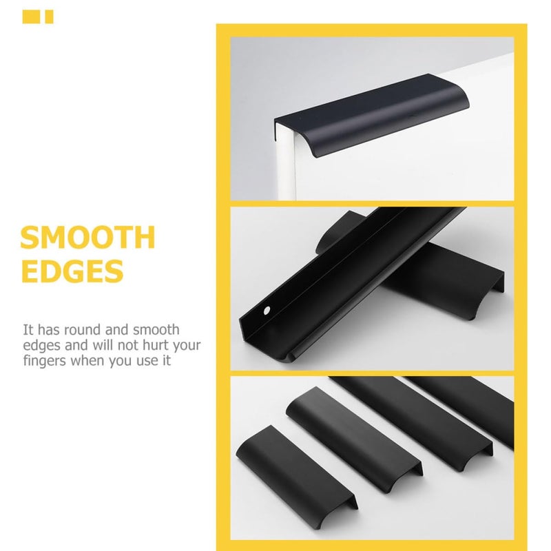 Punch Free Invisible Cabinet Handles Black 4 Pack For Kitchen Wardrobe Drawers - Image 4