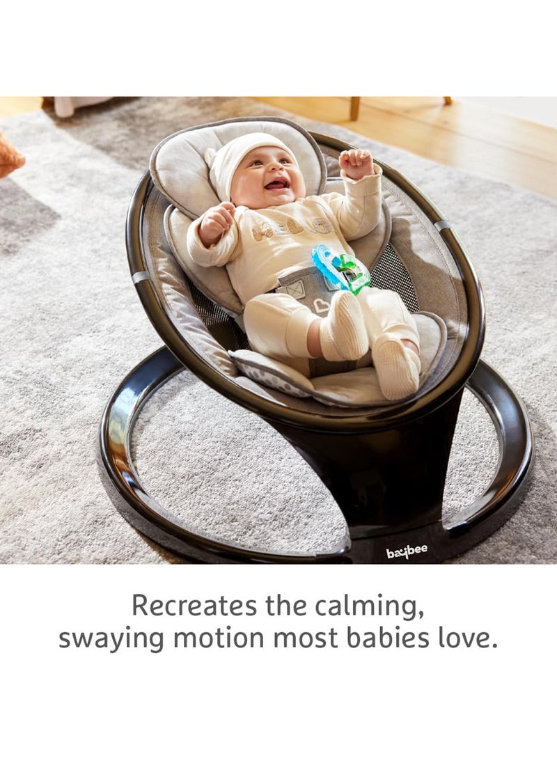 BAYBEE - Sooth N Sway Automatic Electric Baby Swing Cradle for Baby with Bluetooth, Adjustable Swing Speed, Remote Control, Touch Panel & Soothing Vibrations Music Baby Rocker with Mosquito Net, Safety Belt & Toys Toddler Rocker Swing for Baby Black - Image 1