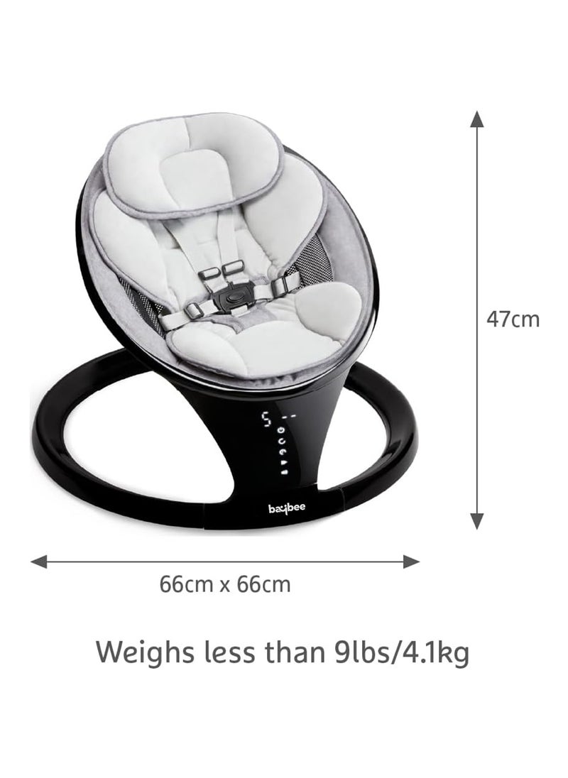 BAYBEE - Sooth N Sway Automatic Electric Baby Swing Cradle for Baby with Bluetooth, Adjustable Swing Speed, Remote Control, Touch Panel & Soothing Vibrations Music Baby Rocker with Mosquito Net, Safety Belt & Toys Toddler Rocker Swing for Baby Black - Image 1
