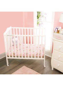 EVERYDAY KIDS 2 Pack n Play Mattress Sheets – 100% Jersey Knit Cotton Soft Portable Crib Mattress Sheet for Girls with Pink and Yellow Precious Moments Design  - Image 4