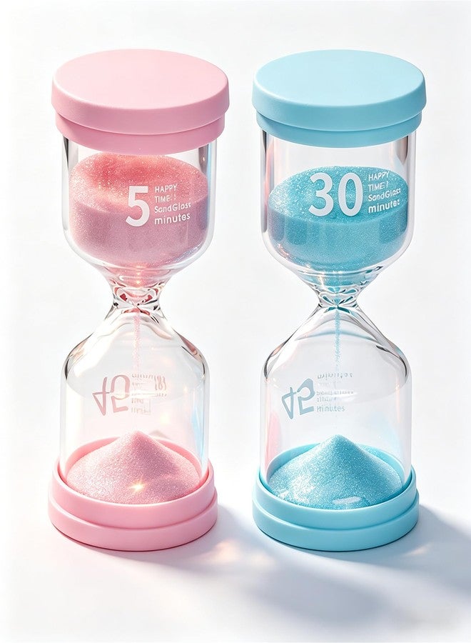 AGMITRAKA 2-Pcs Hourglass,30-Minute & 5-Minute,Sand Timer for Kids,Sand Clock,Sand Timer for Classroom, Cooking, Meditation, Office, and Travel, Durable Plastic Time Management Tool - Image 1