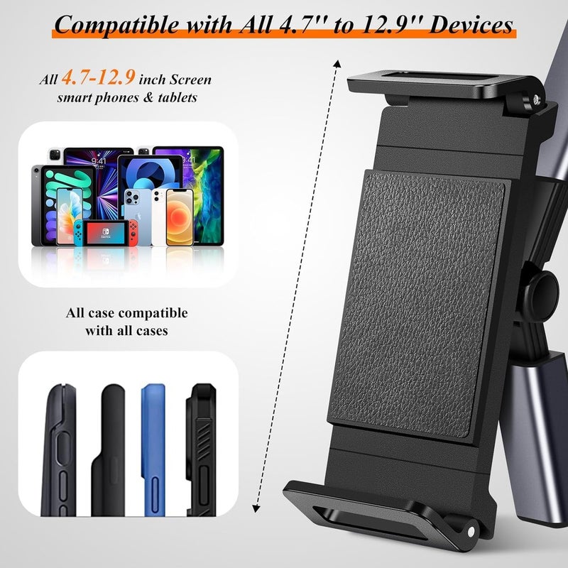 Hold Up حامل تابلت للسيارة، حامل تابلت للآيباد في المقعد الخلفي يناسب شاشات الهواتف/التابلت/الآيباد من 5.5 إلى 11 بوصة، حامل تابلت مع مسند رأس قابل للدوران 360°، أساسيات الرحلات البرية للأطفال - Image 5