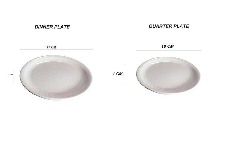 Servewell Melamine Dinner Quarter Serving Plate Combo of 66 White - Image 2