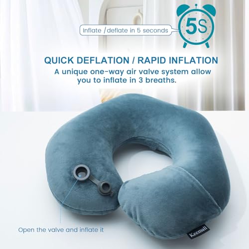 Keemall Inflatable Travel Neck Pillow for Airplane Train Car Washable Pillowcase U Shaped Office Napping Pillow - Image 3