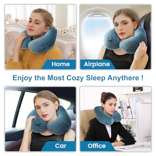 Keemall Inflatable Travel Neck Pillow for Airplane Train Car Washable Pillowcase U Shaped Office Napping Pillow - Image 5
