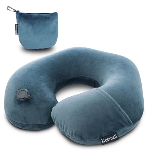 Keemall Inflatable Travel Neck Pillow for Airplane Train Car Washable Pillowcase U Shaped Office Napping Pillow - Image 1