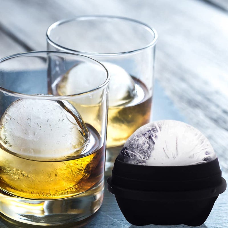 Helpcook Ice Ball Molds Set of 4,Whiskey Ice Ball Maker Mold,Silicone Sphere Ice Molds with Built-in Funnel,Large Round Ice Cube Molds Make 2.5 Inch Sphere Ice for Whiskey & Cocktails - Image 2