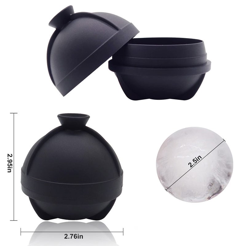 Helpcook Ice Ball Molds Set of 4,Whiskey Ice Ball Maker Mold,Silicone Sphere Ice Molds with Built-in Funnel,Large Round Ice Cube Molds Make 2.5 Inch Sphere Ice for Whiskey & Cocktails - Image 3
