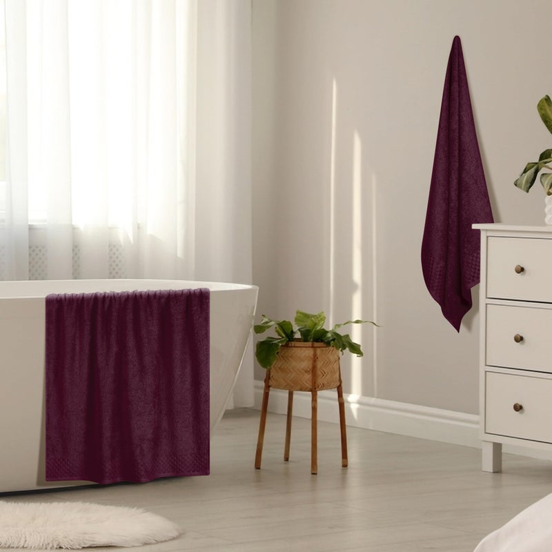 ملكي خاص Myown Ultra Soft 2 Pack -Pack Placel Set 28 × 55 بوصة من مناشف حمام كبيرة من القطن امتصاصًا كبيرًا للغاية مناشف ومنشفة خفيفة الوزن مثالية لمشاركة معسكرات سفر الصالة الرياضية - بورغوندي - Image 5