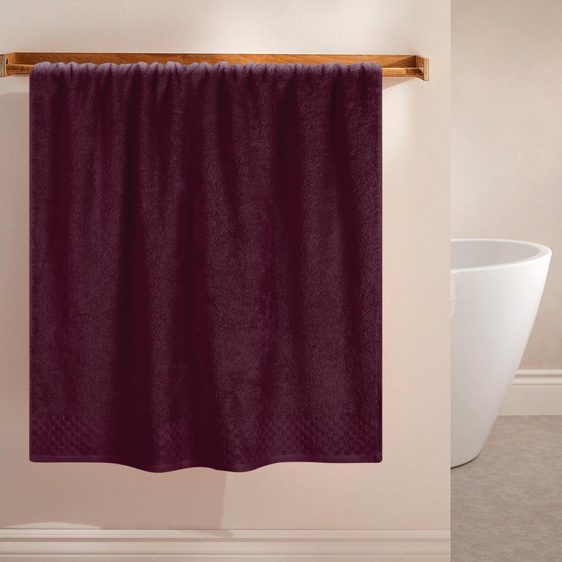 ملكي خاص Myown Ultra Soft 2 Pack -Pack Placel Set 28 × 55 بوصة من مناشف حمام كبيرة من القطن امتصاصًا كبيرًا للغاية مناشف ومنشفة خفيفة الوزن مثالية لمشاركة معسكرات سفر الصالة الرياضية - بورغوندي - Image 3