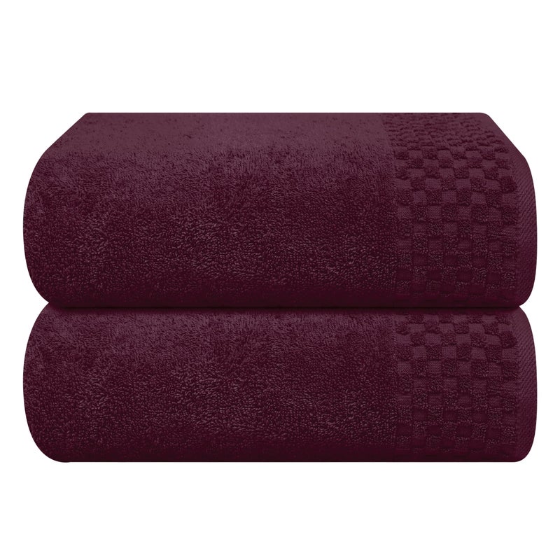 ملكي خاص Myown Ultra Soft 2 Pack -Pack Placel Set 28 × 55 بوصة من مناشف حمام كبيرة من القطن امتصاصًا كبيرًا للغاية مناشف ومنشفة خفيفة الوزن مثالية لمشاركة معسكرات سفر الصالة الرياضية - بورغوندي - Image 1