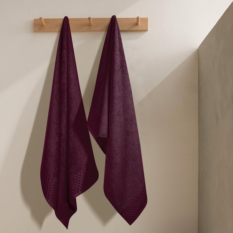 ملكي خاص Myown Ultra Soft 2 Pack -Pack Placel Set 28 × 55 بوصة من مناشف حمام كبيرة من القطن امتصاصًا كبيرًا للغاية مناشف ومنشفة خفيفة الوزن مثالية لمشاركة معسكرات سفر الصالة الرياضية - بورغوندي - Image 4