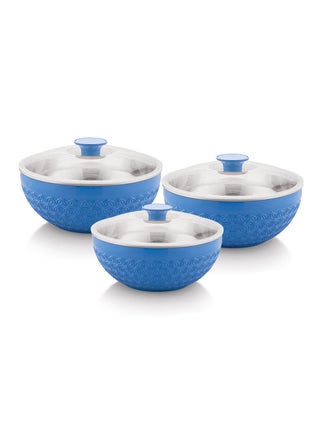 Adore 3pc Mixing Bowl Set Insulated Stainless Steel Inner Durable Plastic Outer with Lid & Knob 600ML,1200ML,1800ML - Blue - pzsku/Z9764DF2714BDCFB579CBZ/45/1746193819/0fe449f0-ad0a-4dcb-b786-29e84672b0d9