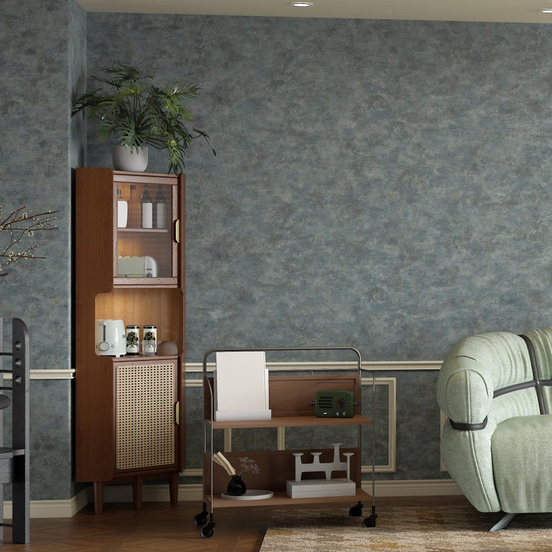 BAYYA Extra Wide Peel and Stick Wallpaper BlueGray Textured Wallpaper 315x354 Gold Mid Century Modern Self Adhesive Concrete Industrial Wall Paper Rust Distressed Metallic Contact Paper for Bedroom Wall - Image 2