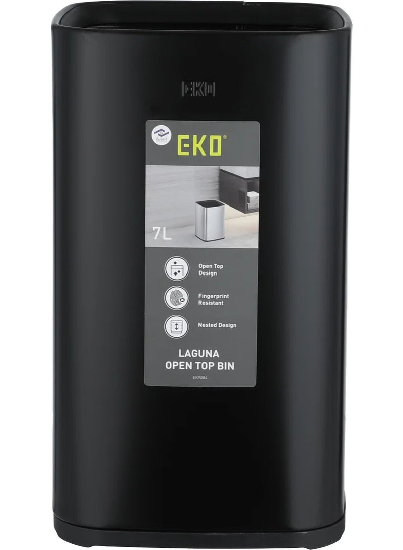 Stainless Steel Trash Can, 7 Liters - Black