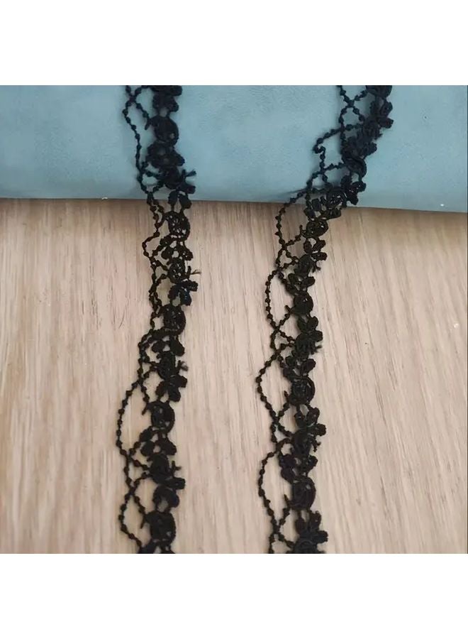 شريط الدانتيل المطروز القابل للذوبان في الماء 1 ياردة من الشريط البوليستر الأسود لخياطة الملابس - Image 1