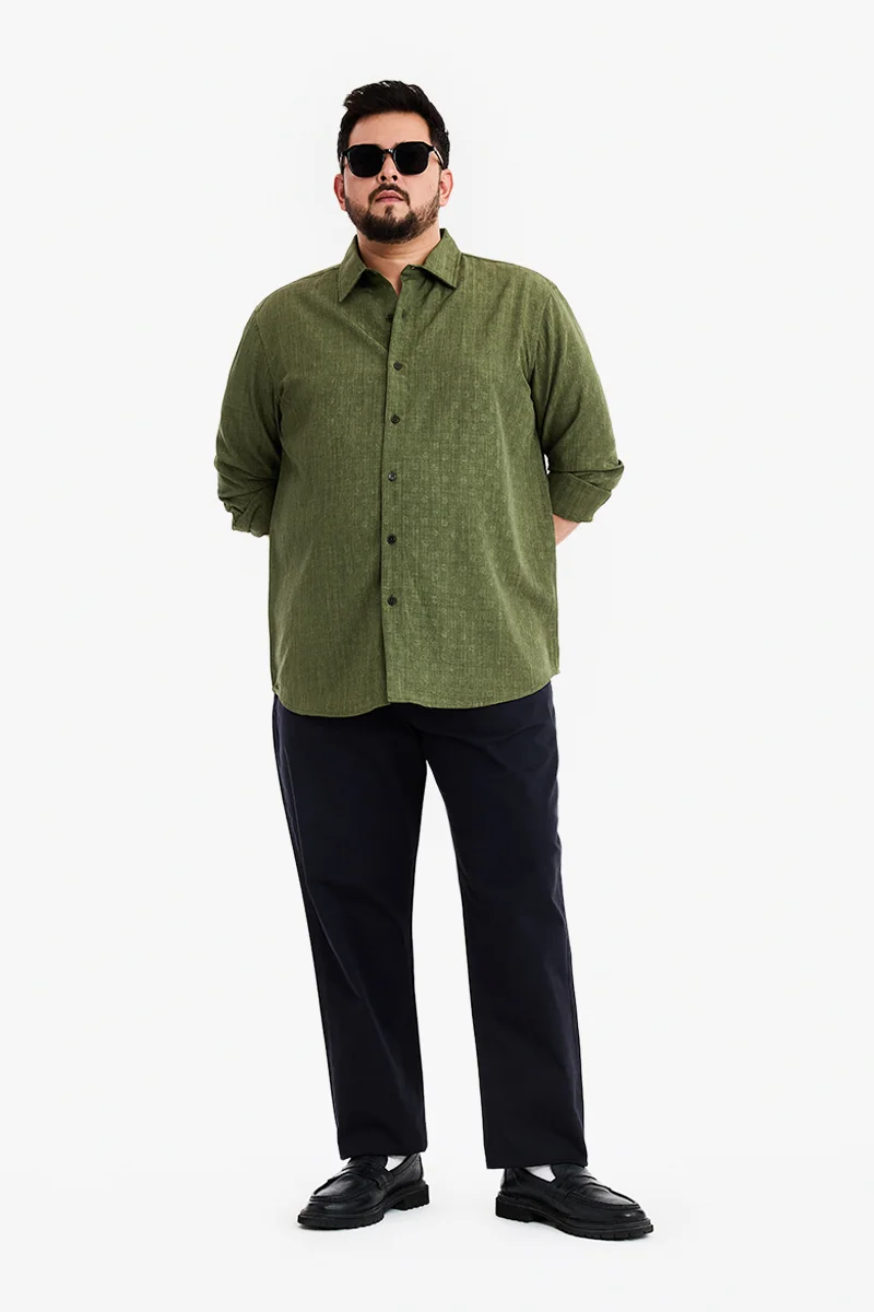 SNITCH Navy Blue Solid Regular Fit Plus Size Chinos