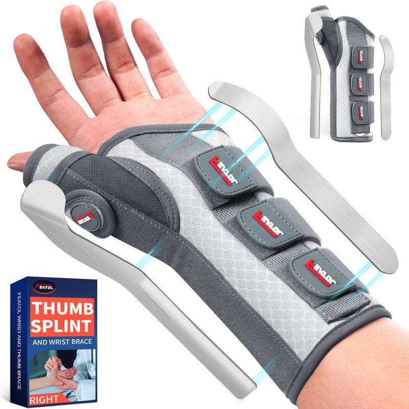 FEATOL Carpal Tunnel Wrist Brace Night Support, Thumb Spica Splint Left Hand for De Quervains Tenosynovitis, Tendonitis, Wrist Brace With Thumb Support-Large/XLarge-Women & Men, Pink - Image 1