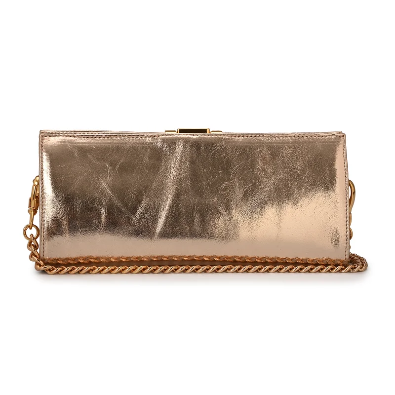 كارمن ستيفنز حقيبة كروس بودي ذهبية جلدية