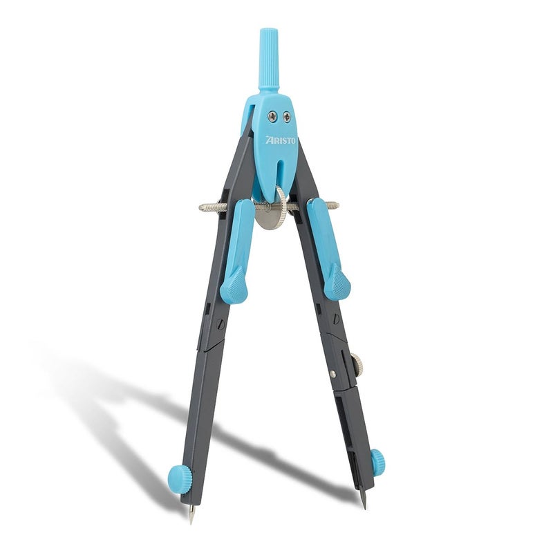 Aristo Rapid Adjustment Compass Rounder College BTS Circles Upto 340mm Neon Blue Colour Spindle with Middle-Wheel for fine Adjustment 2 Hinges - Image 1