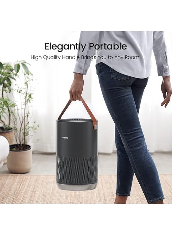 smartmi Air Purifiers for Home, Works with HomeKit, Smart Air Purifier with Handle, Auto Mode, 19db, 0.08 µm Particles Captured, P1 Dark Grey - Image 3