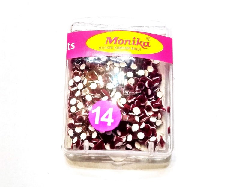 MK Monika Round Shape Classy MAROON BindisTikaliTikli For WomenGirls Bindi Size 14 Exactly Same as in Image 4 Box - Image 2